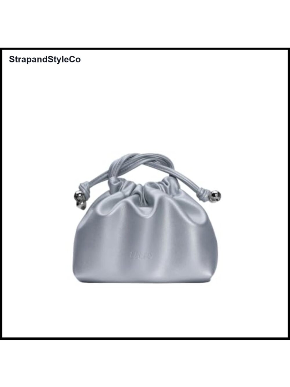 Vegan Leather Ruched Drawstring Pouch Clutch Cosmetic Bag